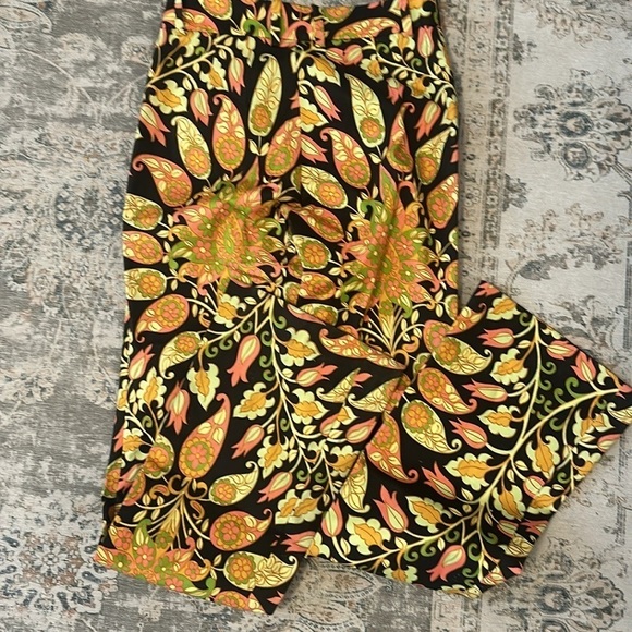 Zara Jacquard Floral Tropical Print Flare Mid Rise Stretch Trouser Pants - Picture 13 of 13